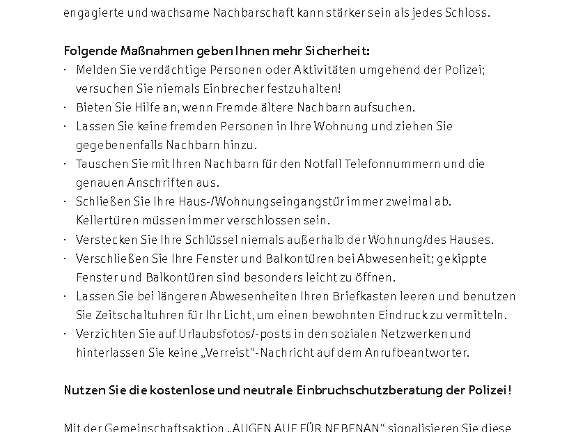 Tipps zum Nachbarschaftsschutz